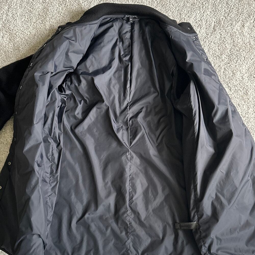 Eileen Fisher Mixed Media Quilted Jacket Wool Knit Sleeves Black Modern Large - Picture 6 of 9